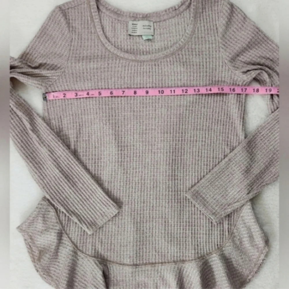 Anthropologie Saturday Sunday Waffle Knit Ruffle Thermal - Picture 4 of 11